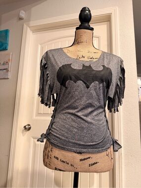 Gray Fringe Batman Logo Women's Tee